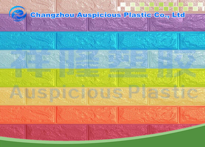 Mixed Color 3D Self Adhesive Brick Foam Wallpaper / Panel Heat Isolation For Bedroom